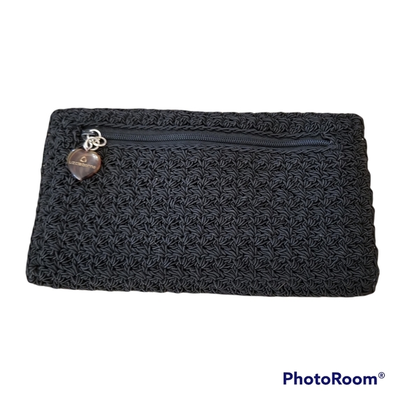 NWOT Liz Clairbone Black Macrame Small Hand Purse Or Wallet - Picture 2 of 5